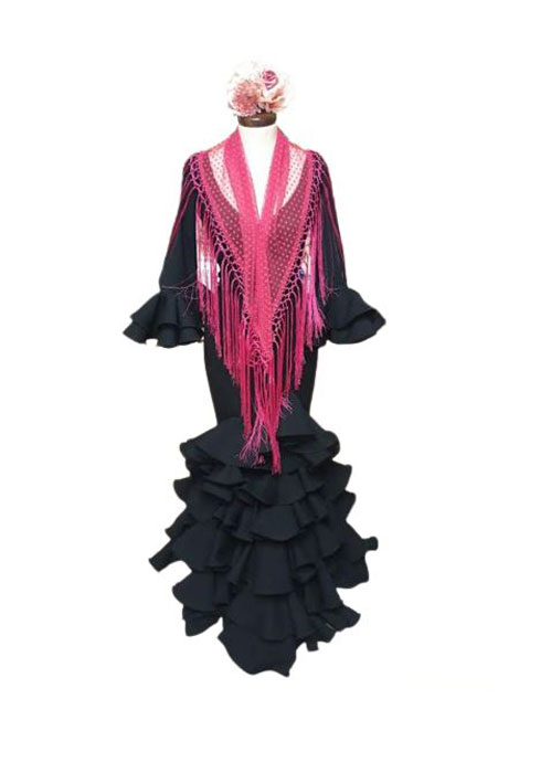 Châle plumeti flamenco pour les costumes de flamenco. Fuchsia